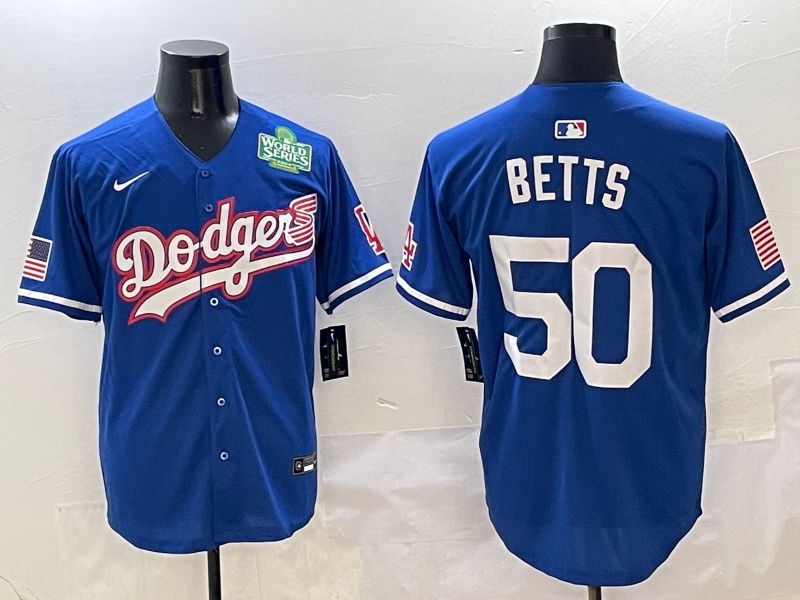 Men Los Angeles Dodgers #50 Betts Blue Second generation Joint Name Nike 2025 MLB Jersey style 7